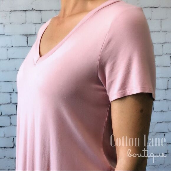 NEW Blush Pink V-Neck Tee - Picture 6 of 7
